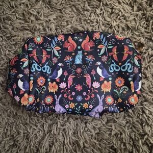Woodland Animal Makeup Bag Cosmetic Pouch Fox Rabbit Bird Floral Travel Bag